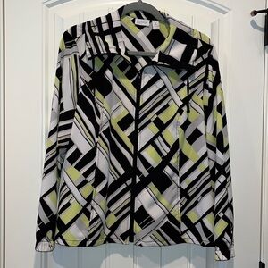 Chicos Zenergy lightweight spring zip golf jacket geometric size (2) large